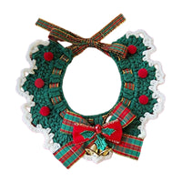 HKM-9740861 Adjustable Knit Pet Collar with Crochet Elk Pattern for Cats and Dogs, Comfortable and Stylish Design