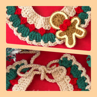 HKM-9740861 Adjustable Knit Pet Collar with Crochet Elk Pattern for Cats and Dogs, Comfortable and Stylish Design