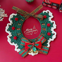HKM-9740861 Adjustable Knit Pet Collar with Crochet Elk Pattern for Cats and Dogs, Comfortable and Stylish Design