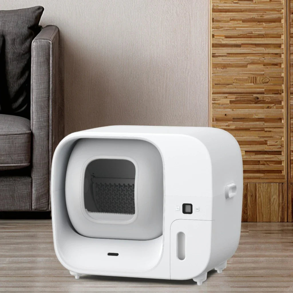 HKM-974227 Automatic Smart Cat Litter Box with 60L Capacity and Odor Control, Easy to Clean PP+ABS Material