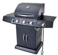 HKM-974291 3-Burner Gas Grill with Side Burner and Stainless Steel Construction for Outdoor Cooking