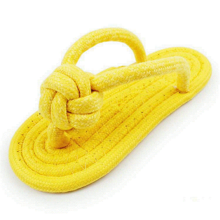 HKM-9743677 Colorful Cotton Rope Foot Slippers for Pets - Yellow, Pink, Purple, Green, 14-15cm Length