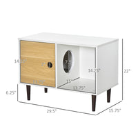 HKM-9744317 Elevated Wooden Cat House with Soft Cushion and Storage, Modern Kitten Condo Side Table