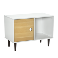 HKM-9744317 Elevated Wooden Cat House with Soft Cushion and Storage, Modern Kitten Condo Side Table