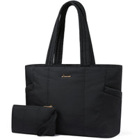 HKM-974483 Puffer Tote Bag with Laptop Compartment and Stylish Clutch for Women