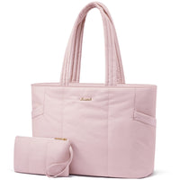 HKM-974483 Puffer Tote Bag with Laptop Compartment and Stylish Clutch for Women