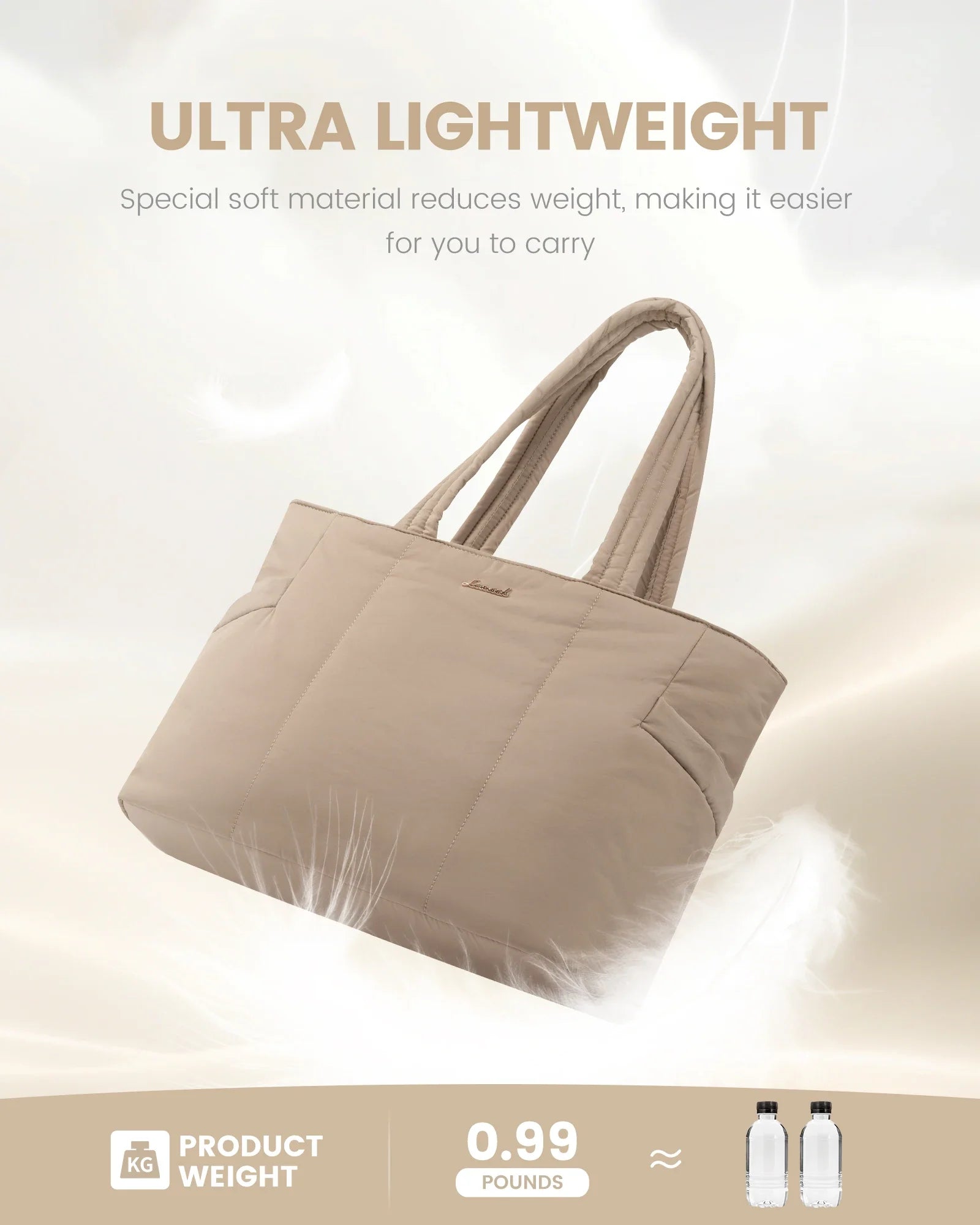 HKM-974483 Puffer Tote Bag with Laptop Compartment and Stylish Clutch for Women