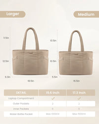 HKM-974483 Puffer Tote Bag with Laptop Compartment and Stylish Clutch for Women