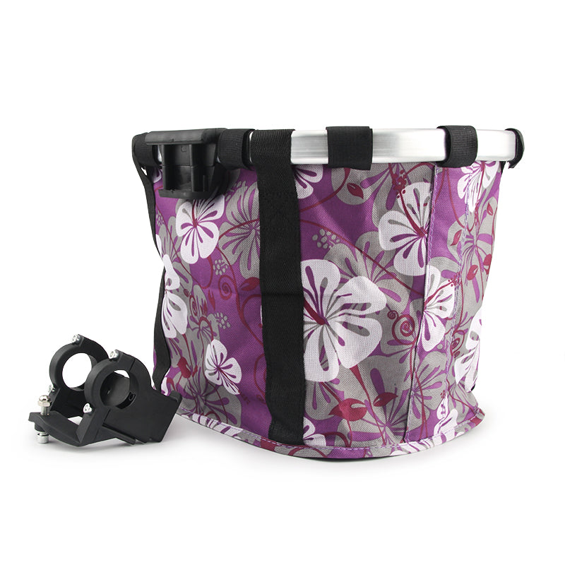 HKM-9745085 Elegant Brown Floral Folding Bicycle Basket, Dimensions 32x23x26 cm