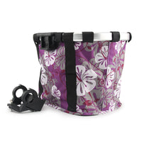 HKM-9745085 Elegant Brown Floral Folding Bicycle Basket, Dimensions 32x23x26 cm