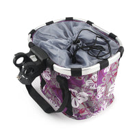 HKM-9745085 Elegant Brown Floral Folding Bicycle Basket, Dimensions 32x23x26 cm