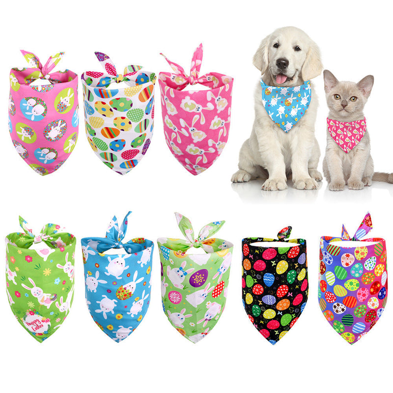 HKM-9746237 Easter-Themed Pet Triangle Scarf Towel for Medium and Large Dogs