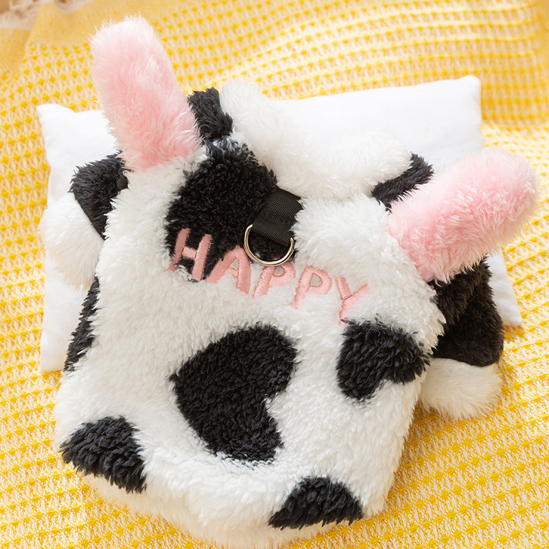 HKM-9746621 Cute Fluffy Winter Jacket for Dogs - Cow and Panda Designs, Available in Multiple Sizes