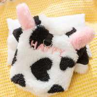 HKM-9746621 Cute Fluffy Winter Jacket for Dogs - Cow and Panda Designs, Available in Multiple Sizes