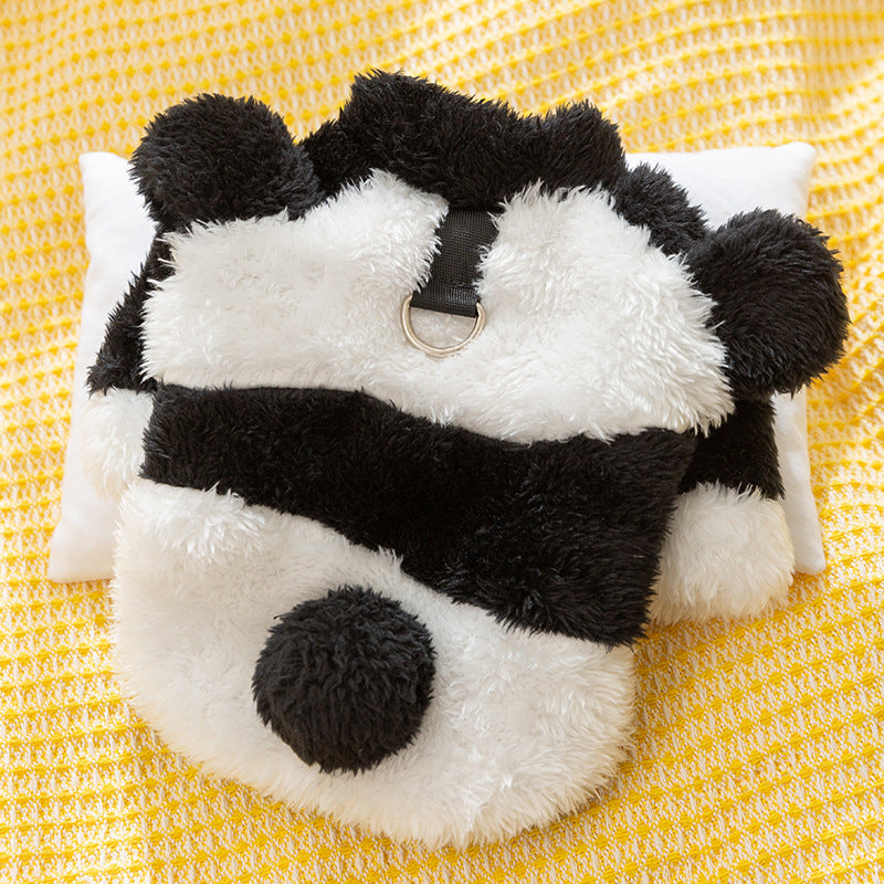 HKM-9746621 Cute Fluffy Winter Jacket for Dogs - Cow and Panda Designs, Available in Multiple Sizes