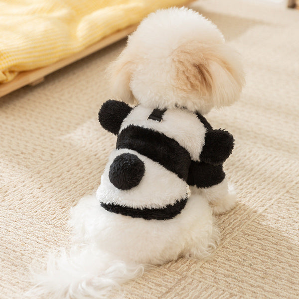 HKM-9746621 Cute Fluffy Winter Jacket for Dogs - Cow and Panda Designs, Available in Multiple Sizes