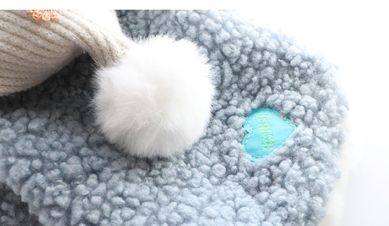 HKM-9747005 Cozy Plush Princess Dog Coat for Fall and Winter in Blue and Pink