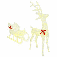 HKM-974739 Warm White Reindeer Sleigh Decoration, 70 x 26 cm, Weather-Resistant Acrylic, USB Powered, Easy Assembly