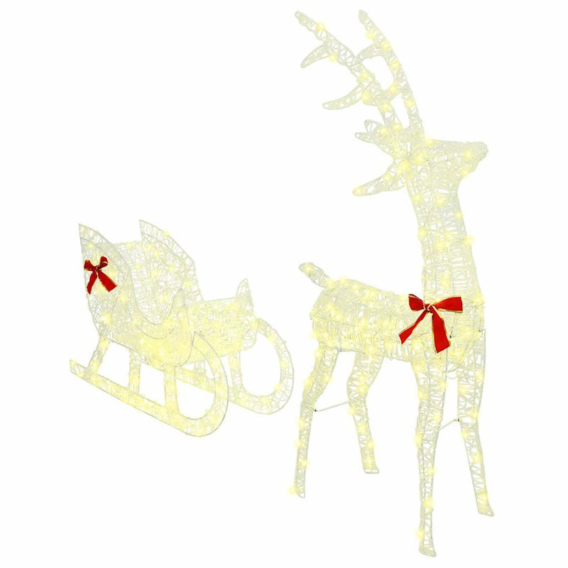 HKM-974739 Warm White Reindeer Sleigh Decoration, 70 x 26 cm, Weather-Resistant Acrylic, USB Powered, Easy Assembly