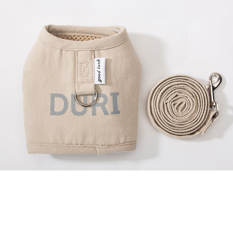 HKM-9747901 Plaid Woven Dog Harness and Leash Set for Small to Medium Dogs, Adjustable Vest with Traction for Optimal Comfort