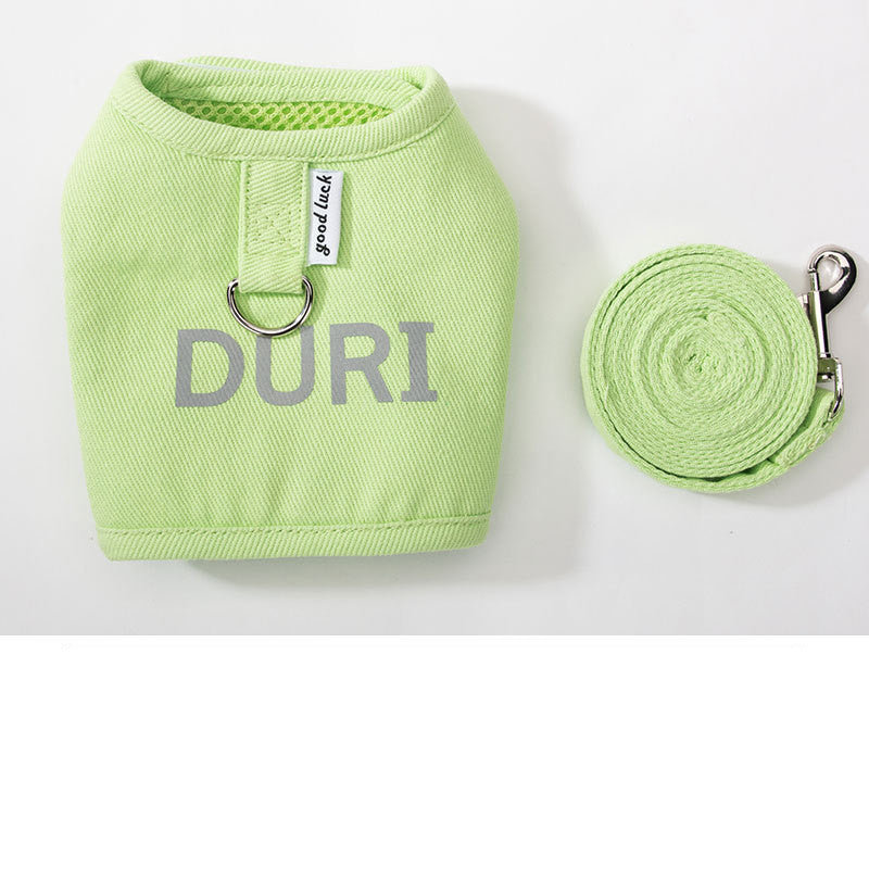 HKM-9747901 Plaid Woven Dog Harness and Leash Set for Small to Medium Dogs, Adjustable Vest with Traction for Optimal Comfort