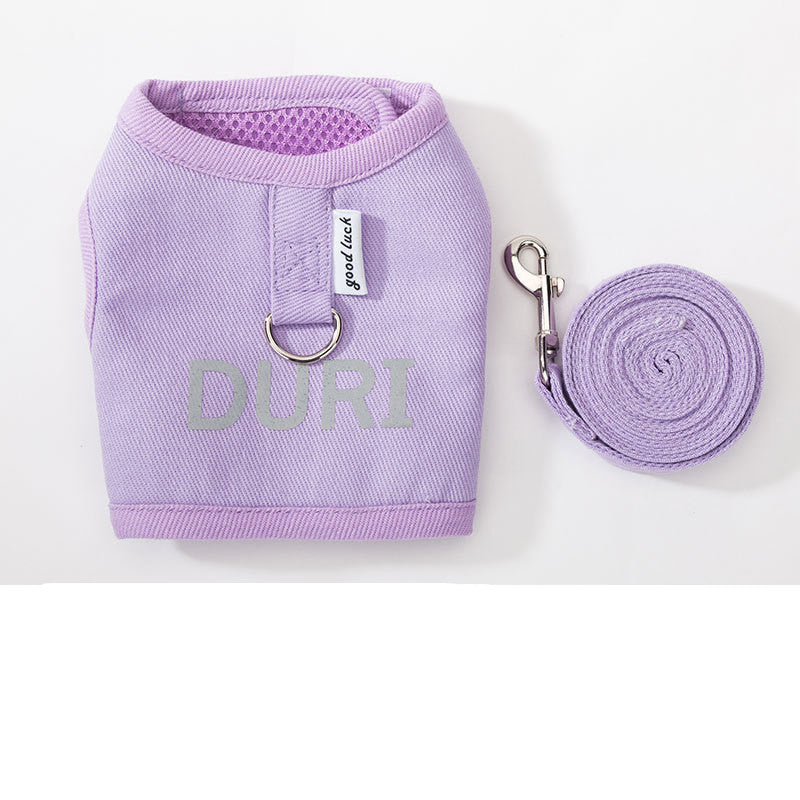 HKM-9747901 Plaid Woven Dog Harness and Leash Set for Small to Medium Dogs, Adjustable Vest with Traction for Optimal Comfort