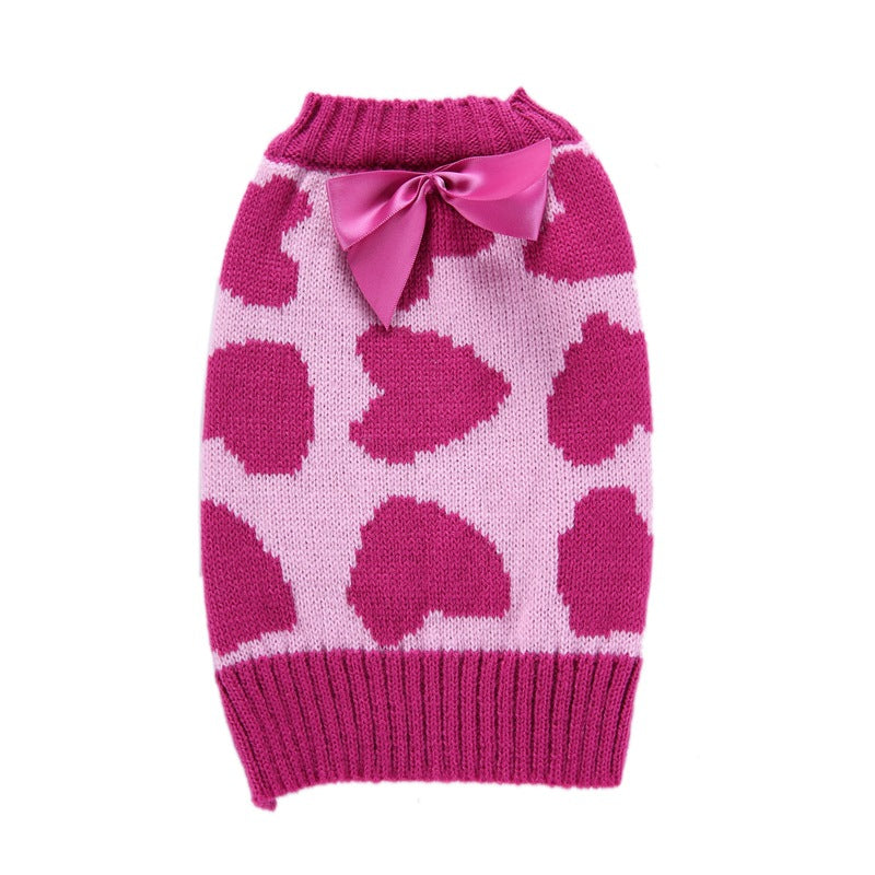 HKM-9749181 Cozy Rose Love Pet Sweater for Autumn and Winter, Available in Multiple Sizes