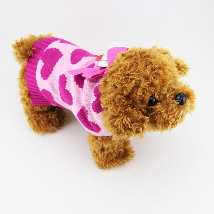 HKM-9749181 Cozy Rose Love Pet Sweater for Autumn and Winter, Available in Multiple Sizes