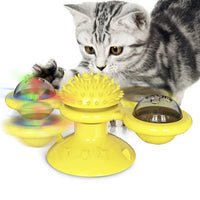 HKM-9749437 Interactive Cat Toy Set with Rotating Disk, Feather Teasers, and Windmill for Indoor Play and Exercise