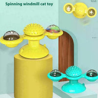 HKM-9749437 Interactive Cat Toy Set with Rotating Disk, Feather Teasers, and Windmill for Indoor Play and Exercise