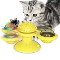HKM-9749437 Interactive Cat Toy Set with Rotating Disk, Feather Teasers, and Windmill for Indoor Play and Exercise