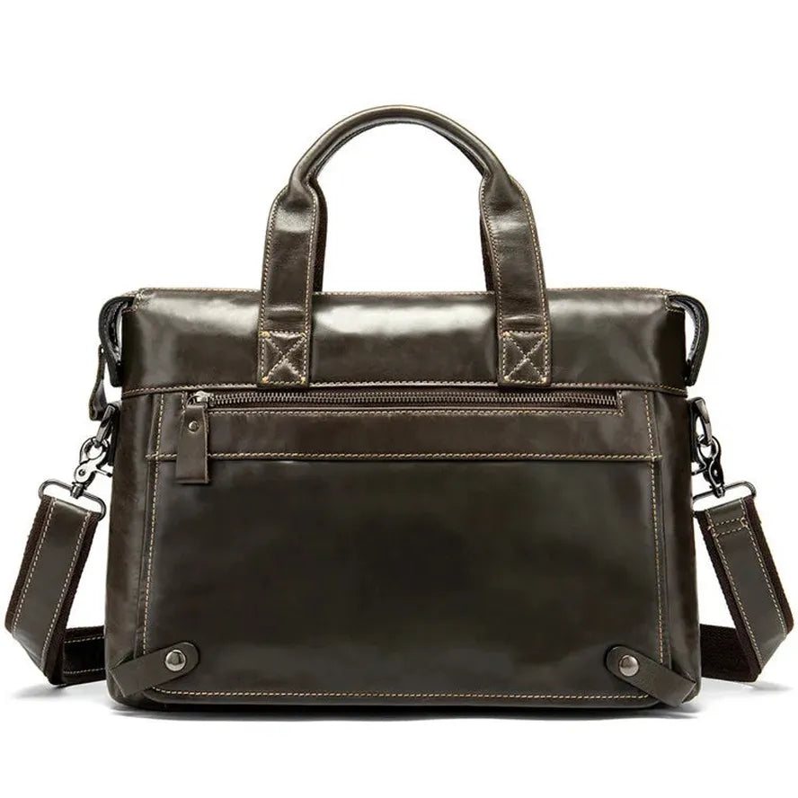 HKM-974995 Vintage Genuine Leather Men's Shoulder Bag Briefcase for Office Use - Model 9103