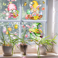 HKM-975059 Easter Cartoon Double-Sided Static Stickers - Floral & Plant Design for Home Decor (Set of 3)
