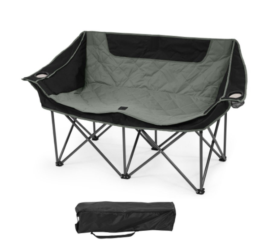 HKM-975123 Oversized Heavy Duty Outdoor Camping Chair with Armrests, Cup Holder, and Carrying Bag