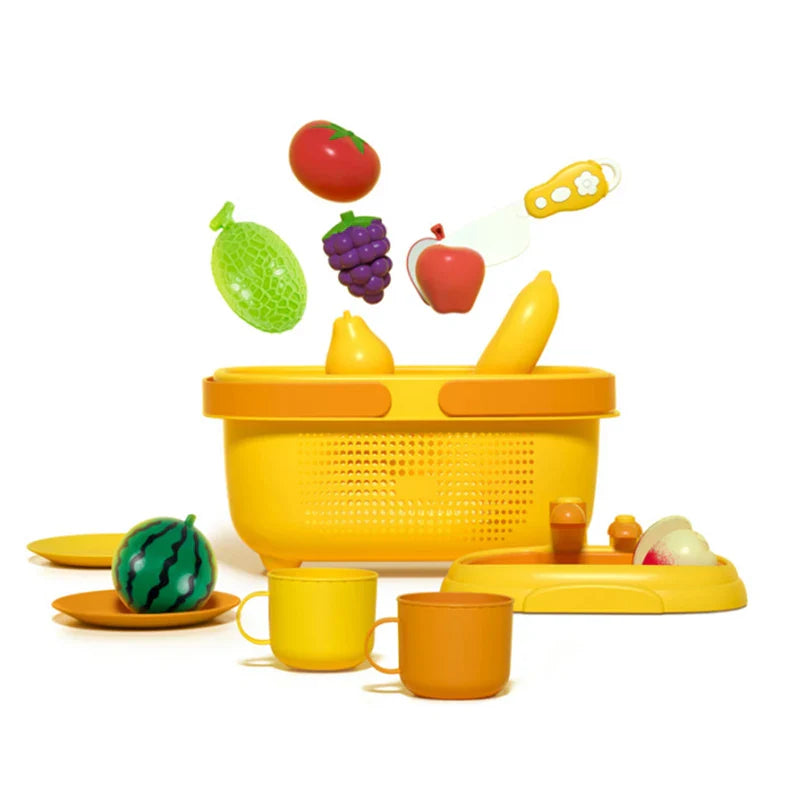 HKM-975187 Kids Kitchen Pretend Play Cutting Fruits and Vegetables Toy Set for Early Learning, Ages 3+
