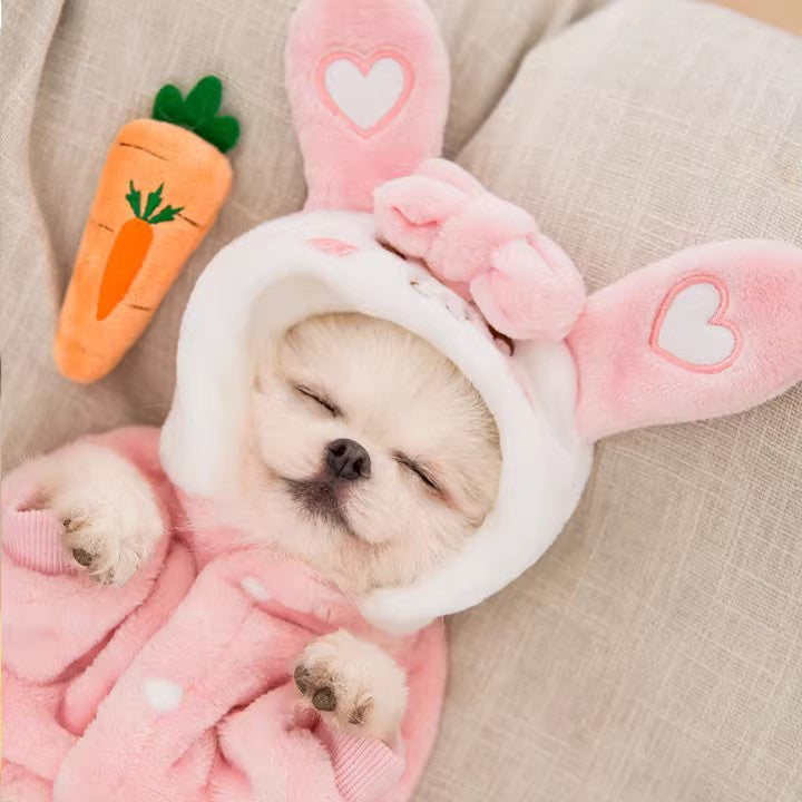 HKM-9752765 Adorable Pink Rabbit Halloween Pajamas for Pets, Multiple Sizes Available