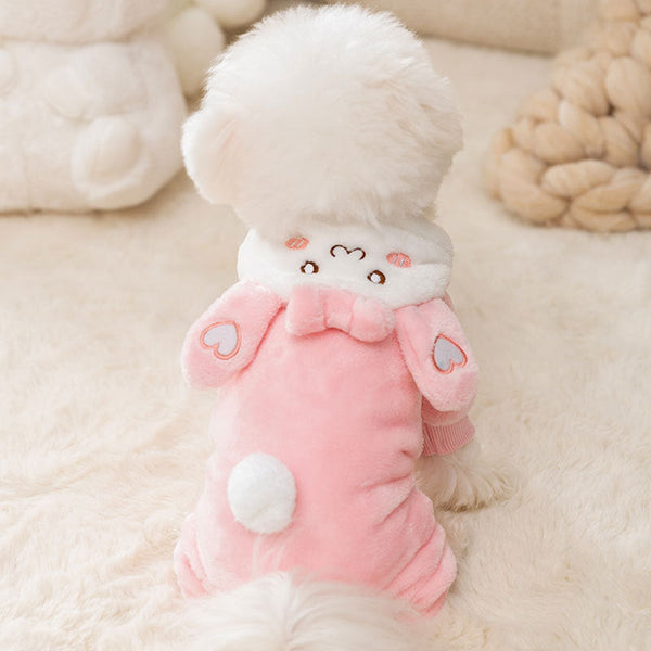 HKM-9752765 Adorable Pink Rabbit Halloween Pajamas for Pets, Multiple Sizes Available
