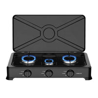 HKM-975443 Stainless Steel Outdoor Gas Stove with Three Burners for Household Cooking