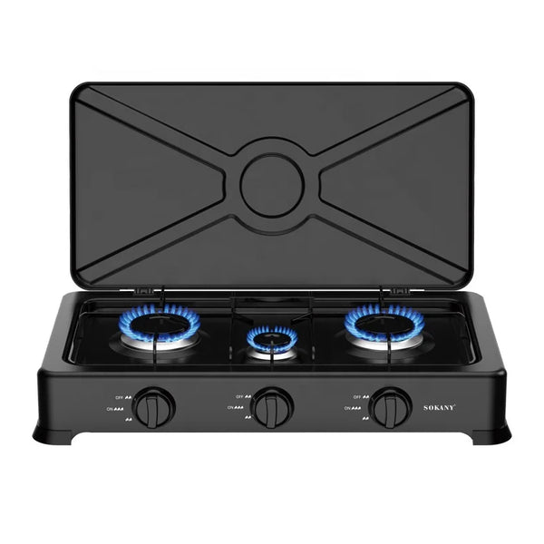 HKM-975443 Stainless Steel Outdoor Gas Stove with Three Burners for Household Cooking