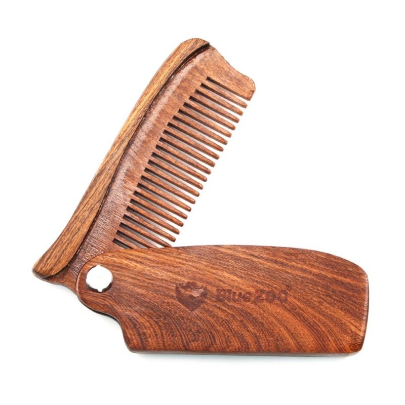 HKM-975507 Folding Comb with PU Leather Carrying Case for Hair and Beard Care