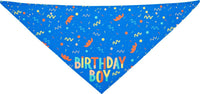 HKM-9755197 Pet Triangle Scarf and Birthday Toy Bone Set - Soft Cotton Polyester, Durable, Washable