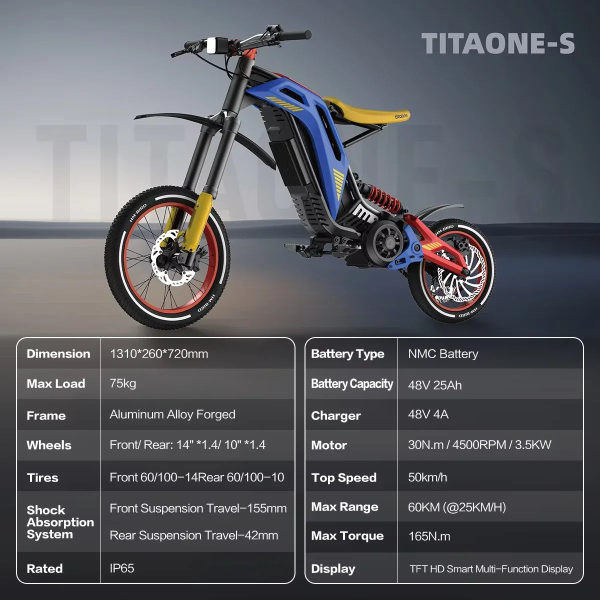 HKM-975635 3500W 48V Off-Road Electric Dirt Bike for Teenagers - Speed Up to 50km/h, Aluminum Frame, Max Load 75kg
