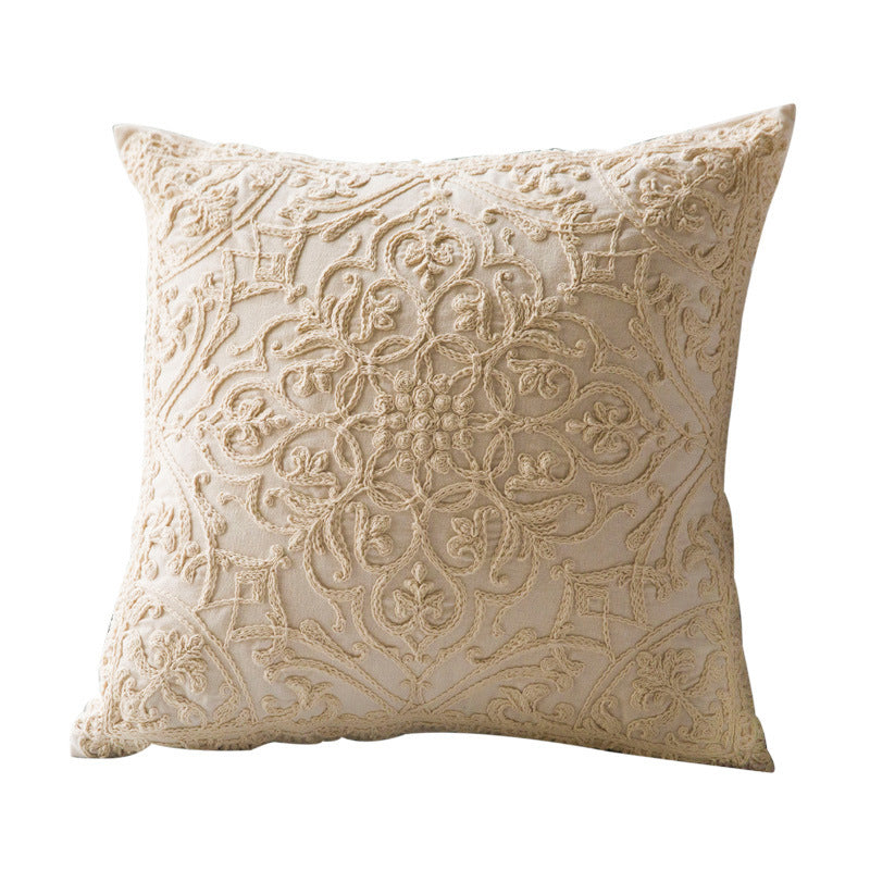 HKM-975635 American Country Style Hair Cushion Pillow Cover - Floral Design, 50x50cm, Cotton with PP Filling, Ideal for Living Room and Bedroom