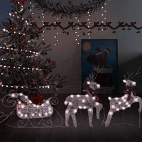 HKM-975699 Outdoor Gold LED Reindeer & Sleigh Christmas Decoration with 60 Lights – Weather-Resistant Garden or Indoor Holiday Decor
