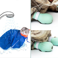 HKM-9757629 Silicone Anti-Scratch Cat Paw Gloves - Set of 4 for Grooming and Feeding
