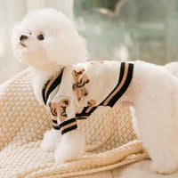 HKM-9758909 Cute Bear Pattern Dog Sweater for Small Dogs and Cats, Lightweight Warm Winter Coat for Pets