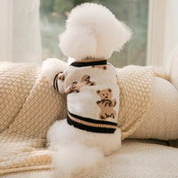 HKM-9758909 Cute Bear Pattern Dog Sweater for Small Dogs and Cats, Lightweight Warm Winter Coat for Pets