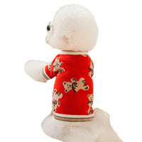 HKM-9758909 Cute Bear Pattern Dog Sweater for Small Dogs and Cats, Lightweight Warm Winter Coat for Pets