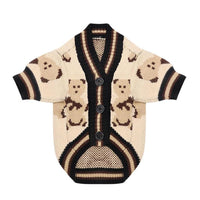 HKM-9758909 Cute Bear Pattern Dog Sweater for Small Dogs and Cats, Lightweight Warm Winter Coat for Pets