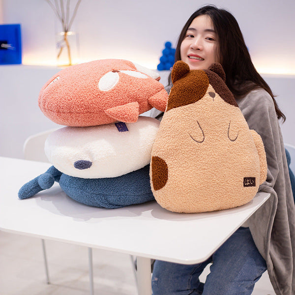 HKM-975891 Cozy Plush Whale and Fox Pillow with Blanket Set, Modern Design